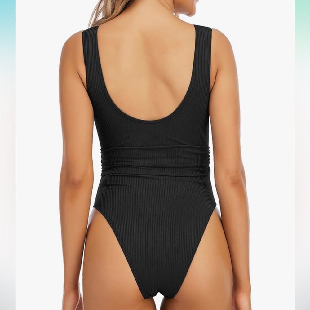 Black Ribbed One Piece - Picture 2 of 5